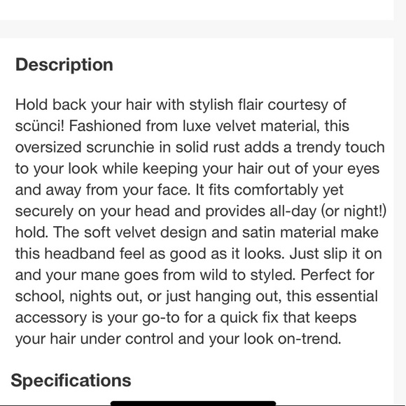 Scunci Extra Large Velvety Scrunchie In Rust Red Orange New - Picture 12 of 13